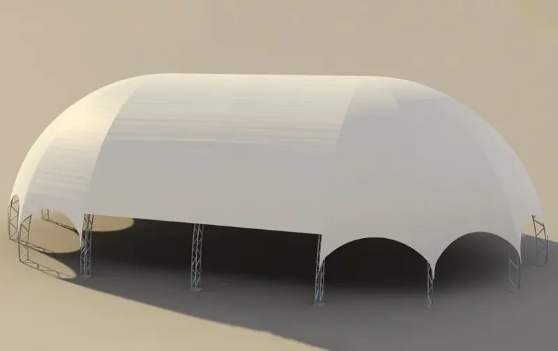 Modelo 3D da Tenda Bolha no tamanho 370m² estendida